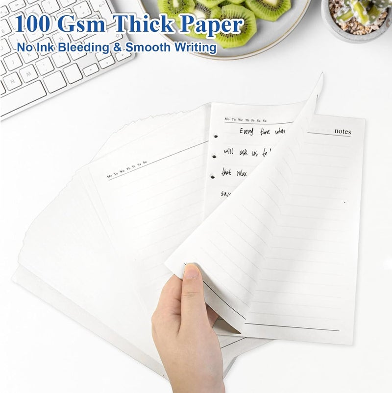 SAYEEC A5 Refill Paper Loose Leaf Lined Paper for A5 Planner Organizer 6 Holes Ring Binder Planner for Journals Notebooks Diaries Inserts, 80 Sheets - Image 4